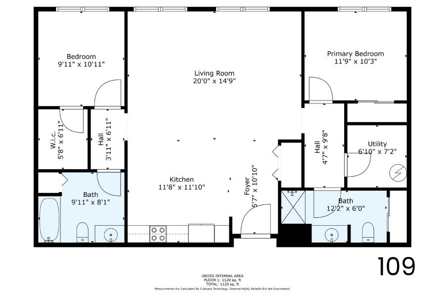 Floor plan for Residence 109 at 218 Washington Avenue